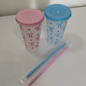20 Pink and Blue Bow Party Cups
